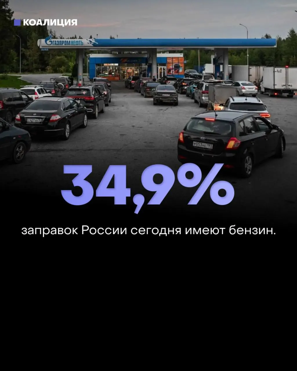 За неделю доля заправок с бензином снизилась до 34,9%; региональные показатели остаются крайне низкими. Кризис затронул крупнейшие города и регионы.